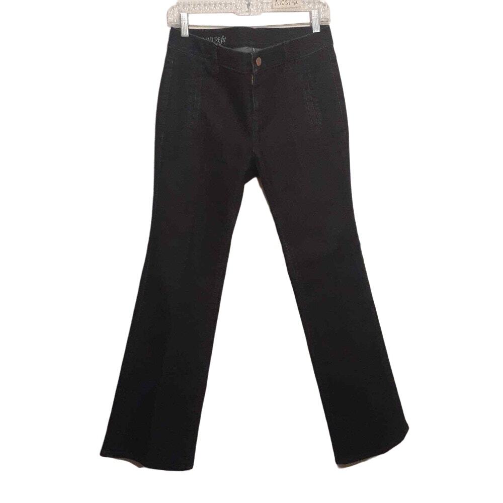 Ann Taylor Signature Fit womens pants size 8P dark blue denim boot cut trouser